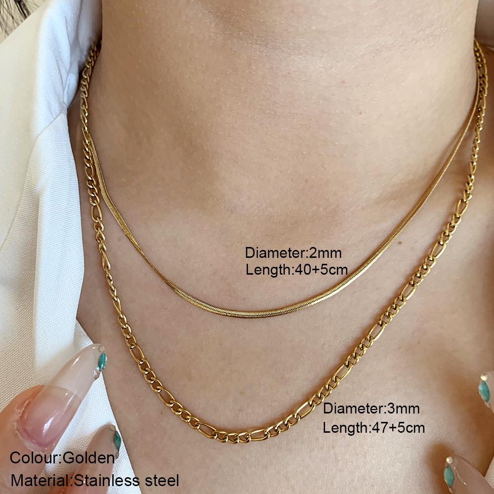 New 2025 Stainless Steel Double Layered Stacking Chain Necklace Women Woman's Choker Jewelry Necklace for Women