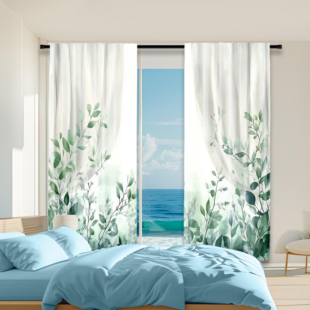 

2 pcs versatile polyester transparent curtains for home decoration Watercolor Flower 1 for use in bedrooms and living rooms 100*130 Grommet Top 1pcs