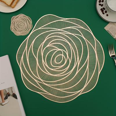 1 st. Rosformad Placemat Utskuren Julbordsmatta Koppunderlägg Värmebeständig Kök Högtemperaturskydd