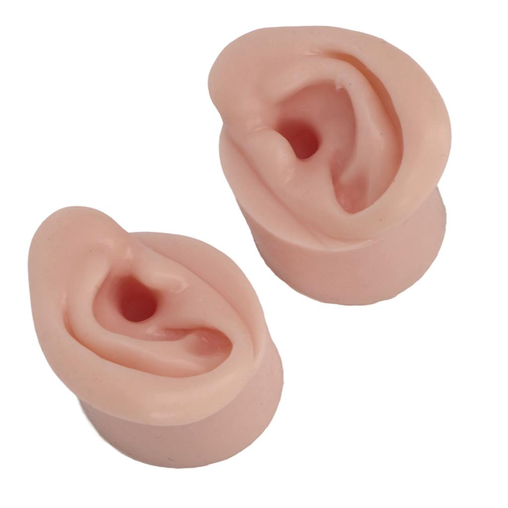1 Pair Piercing Practice Ear Model Novice Soft Silicone Flexible Ear Model Props for Jewelry Display Medium Skin Color