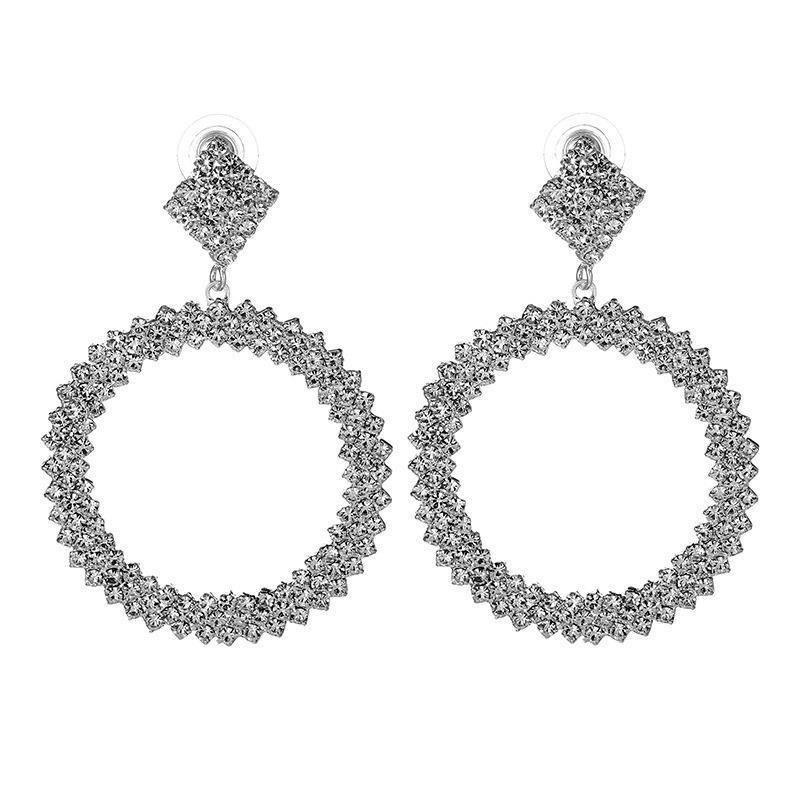 Rhinestone and Diamond Star Oversized Hoop Earrings for Women