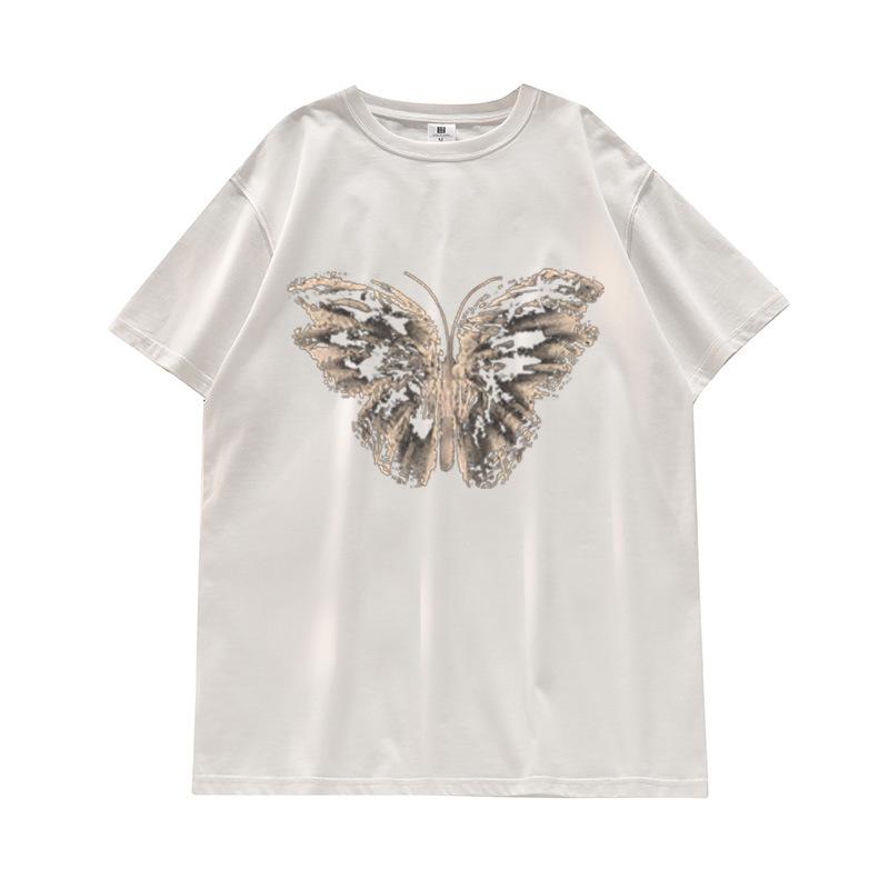 American retro t-shirt women's pure cotton short-sleeved summer new chic loose half-sleeved t-shirt chic top trendy