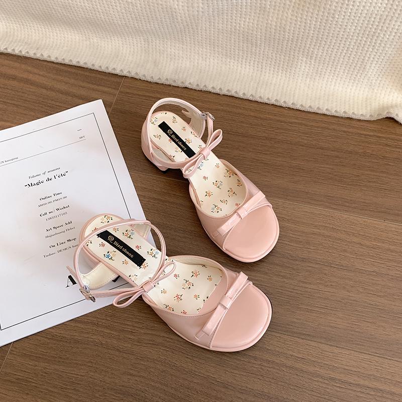 Fashion Summer Cover Toe Thick Heel Women Sandals Fashion Butterfly-knot Dress Shoes Women's Dancing Party Prom Sandalias