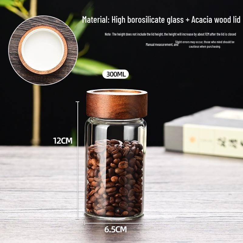 Food-Grade Glass Storage Jar with Acacia Wood Lid for Tea, Coffee, and More