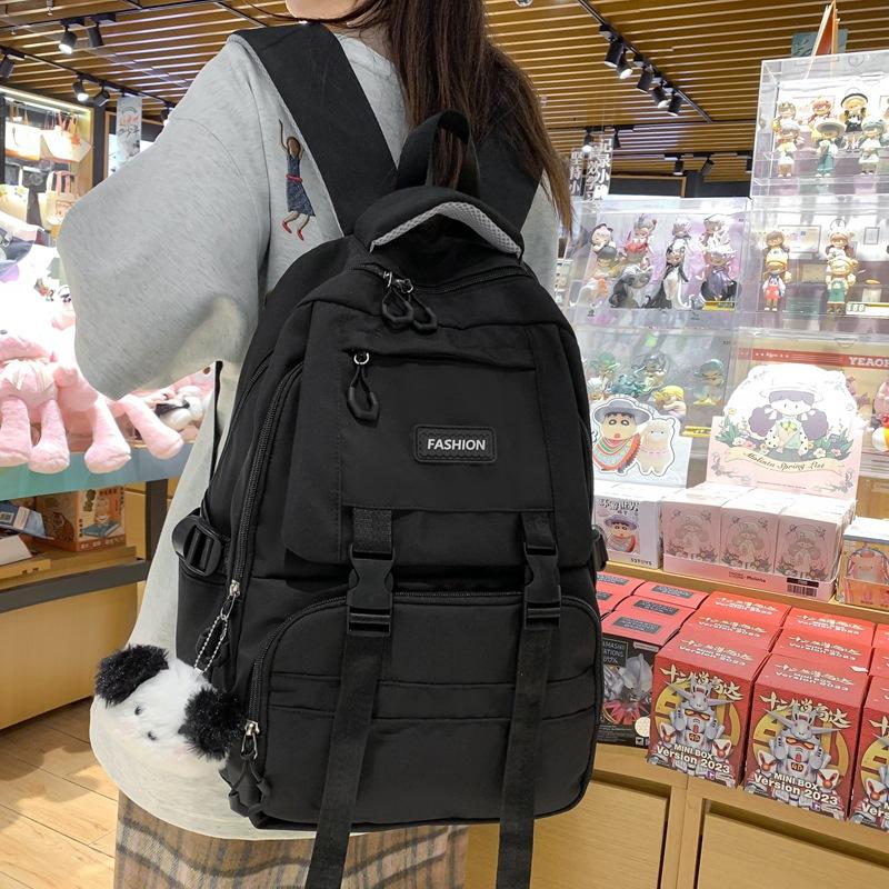 School bag large capacity junior high school girls 2025 new fashion simple Mori contrasting color high school girls backpack