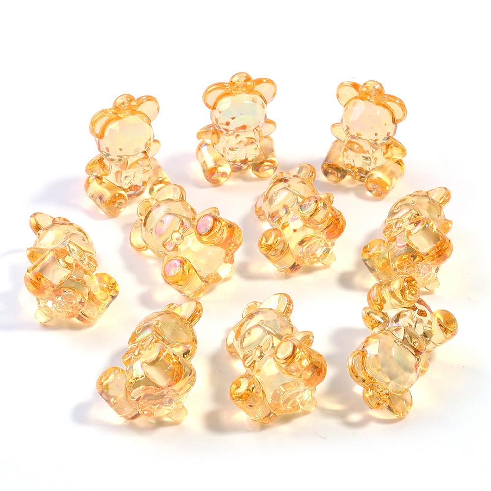 10Pcs/lot Acrylic Bear Charms Beads Colorful Transparent Gummy Cute Pendant for Handmade Necklace Earrings Jewelry Accessories