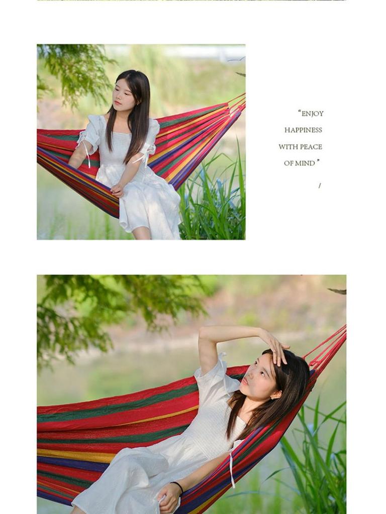Thickened White Double Hammock for Indoor/Outdoor Use: Anti-Rollover Design for Adults & Kids