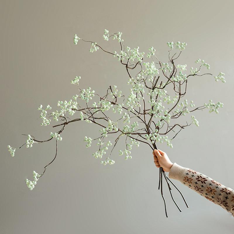 High-End Wabi-Sabi Bionic Floral Art: Horse Chestnut & Artificial Flower Bouquet for Living Room Arrangement.