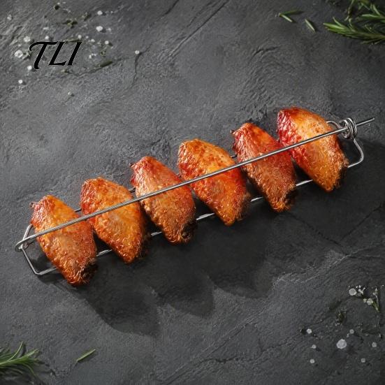 Heat Resistant Grill Utensil Chicken Wing Skewers, Stainless Steel Barbecue Wings Fork, Food Grade Accessory Clamping for Camping And Backyard