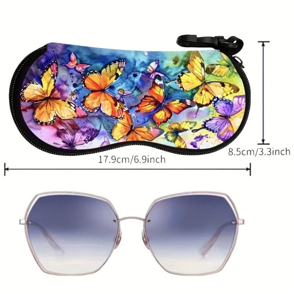 Hanging Flower Print Eyeglass Case Lips Print Soft Reading Glass Pouch Leather Water-resistant Sunglasses Storage Bag Women
