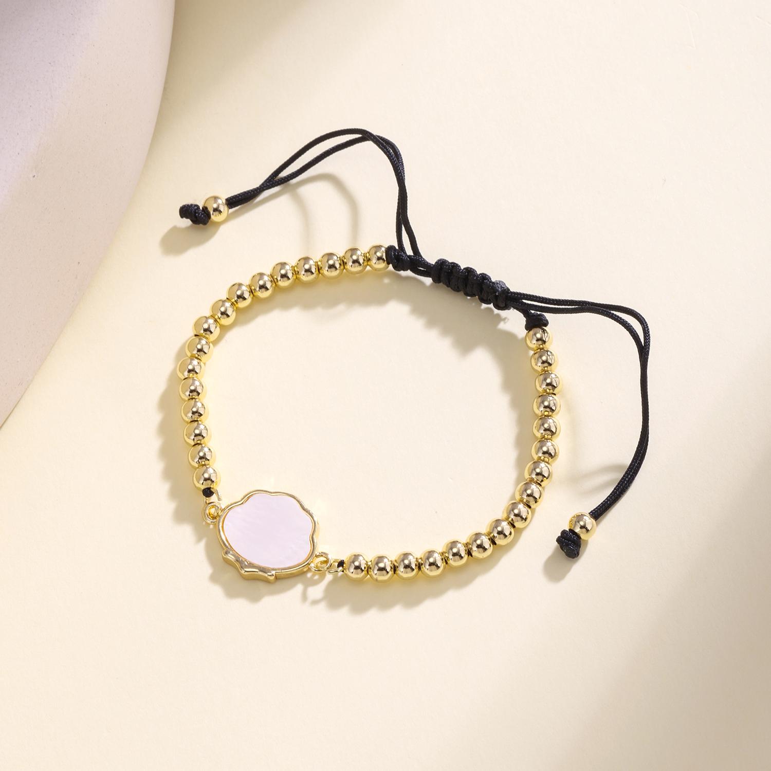 

Nidin Trendy Round/Heart Shape Shell Bracelet For Women Copper Beaded Bangle Adjustable Rope Beach Ocean Vacation Jewelry Gifts