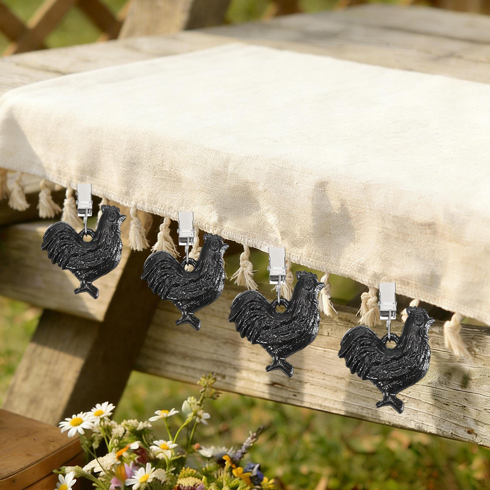 

4x Cock Tablecloth Weights Clips on Heavy Duty Decorative Durability Antique Table Covers Clamp