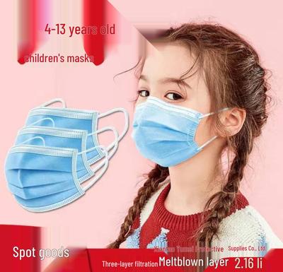 Children's Disposable Masks, Three-Layer Non-Woven Fabric, Available In Blue, Pink, White, Black, and Multi-Color.