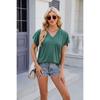 Spring Summer New Women's V Neck Solid Color Loose Short Sleeve T-shirt Top for Leisure New style Leisure Trade