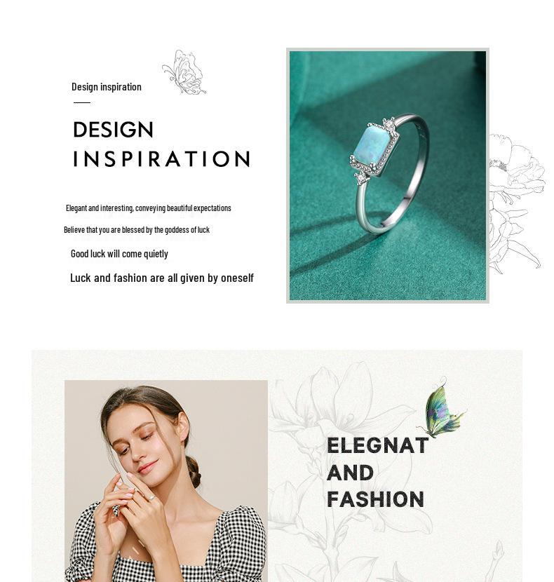 Modian S925 Sterling Silver Opal Ring - Korean Style, Light Luxury, Versatile, High-End Feel for Women's Temperament.