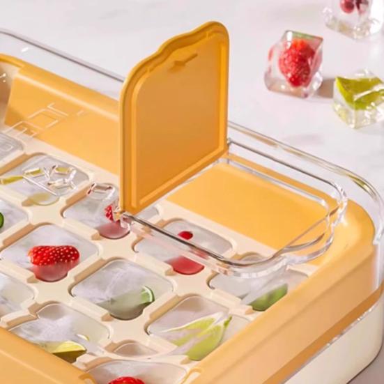 Press-Release Ice Cube Tray with Lid Food-Grade Silicone Popsicle Mold for Freezer Leak-Proof Stackable Ice Maker for Home Party