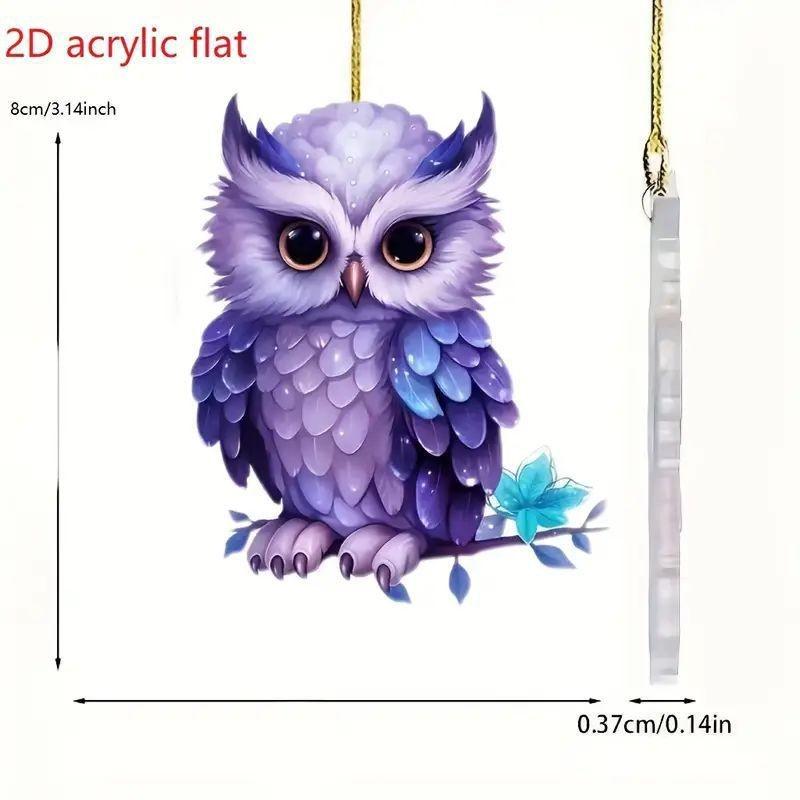 

Причудливая акриловая подвеска-сова для автомобиля для забавного украшения транспортного средства, доступна в разных цветах 4