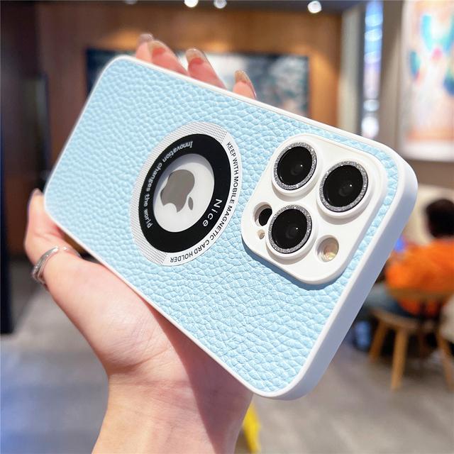 Luxury Sheepskin Leather For Magsafe Magnetic Case For Iphone 14 13 12 11 Pro Max Plus Wireless Charging Logo Hole Bumper Cover