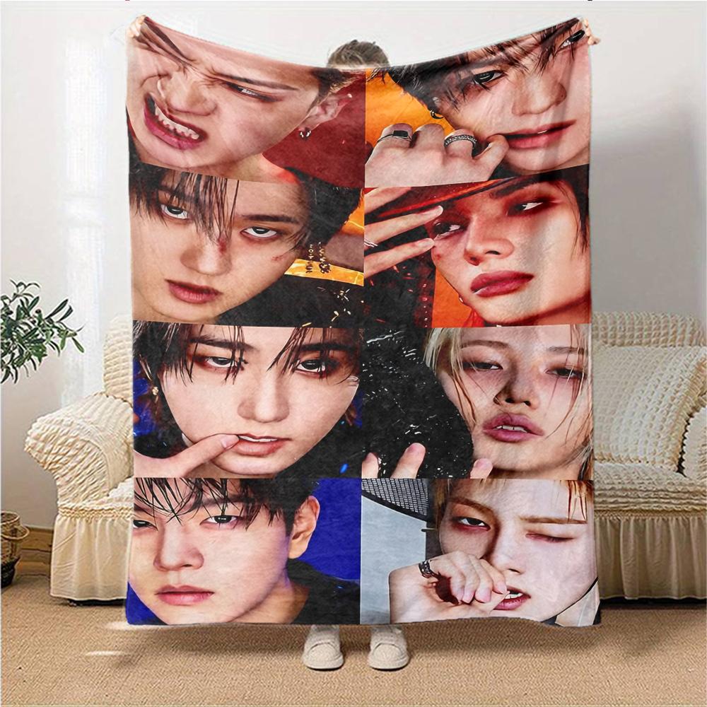 Kpop Star Portraits Blanket Soft Throw Blanket For Home Bedroom Bed Sofa Travel Office Solid Christmas Blanket