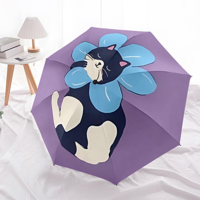1pc Cat Flower Automatic Open/close Folding Umbrella, Compact Portable Travel Umbrella,Durable Construction yy250814173