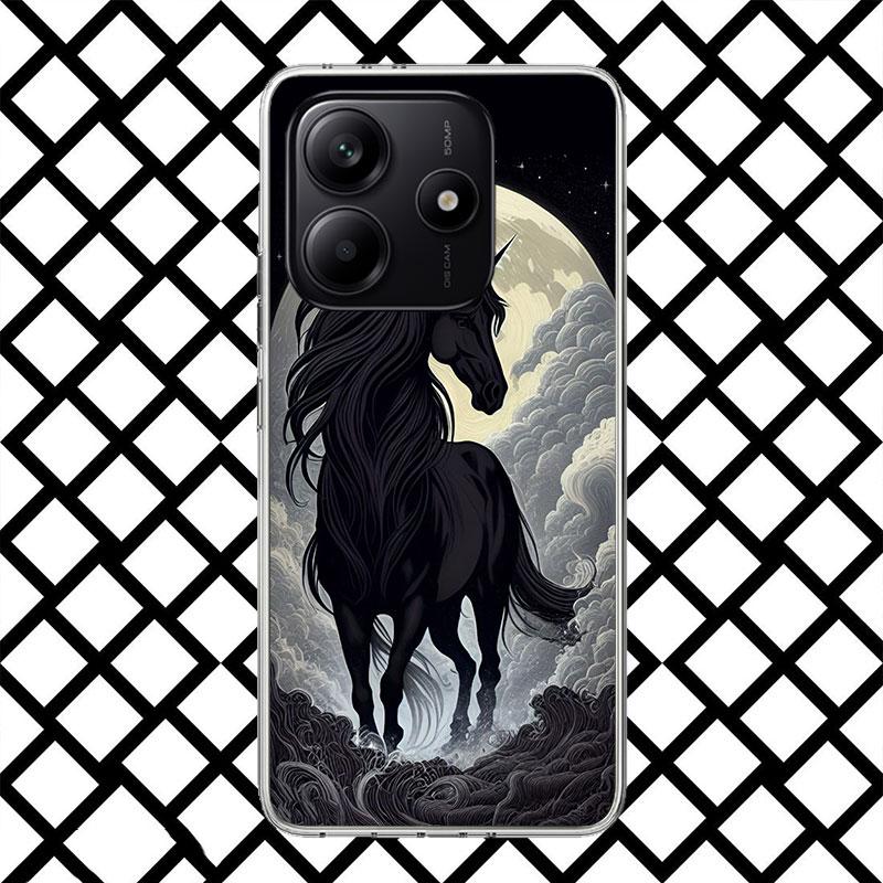 Coque de téléphone Animal Cheval Noir pour Xiaomi Redmi Note 15 14 14S 13 12 12S 11 Pro Plus 11E 11T 11S 10S 5G Coque Souple Fundas Redmi N