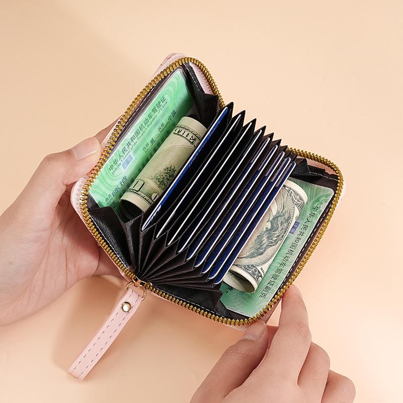 Quilted Women's Accordion Card Holder & Mini Coin Purse - Diamond Pattern, Multiple Slots, Large Capacity