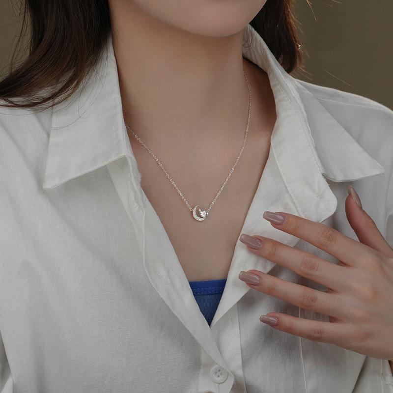 Beixi S925 Sterling Silver Star-Moon-Heart Necklace - Luxury Design Jewelry 925 Sterling Silver