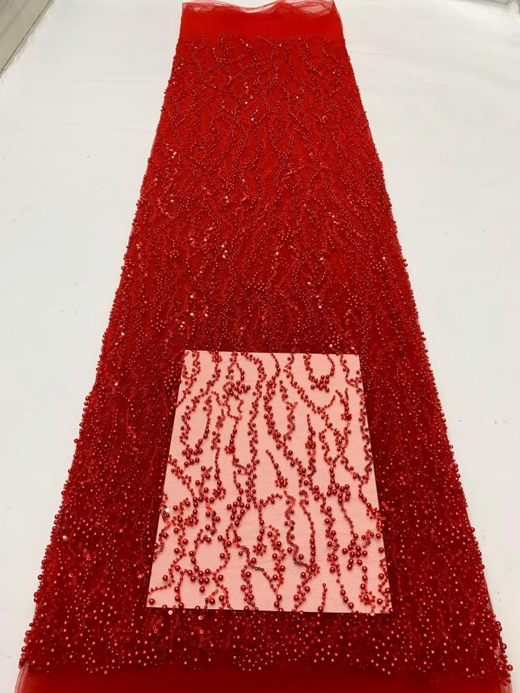 new soft mesh leaf embroidery sequin net lace fabric for wedding dress красный