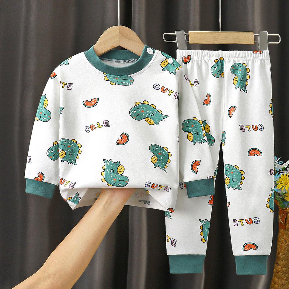 Kinder Pyjama Sets Unisex Weich Bequem Cartoon Dinosaurier Bekleidungsset Outfit Geeignet Jungen Mädchen Perfekt für Herbst Winter