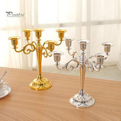 Kovový 3/5-ramenný svietnik svietnik Romantická večera sviatočná svadobná výzdoba