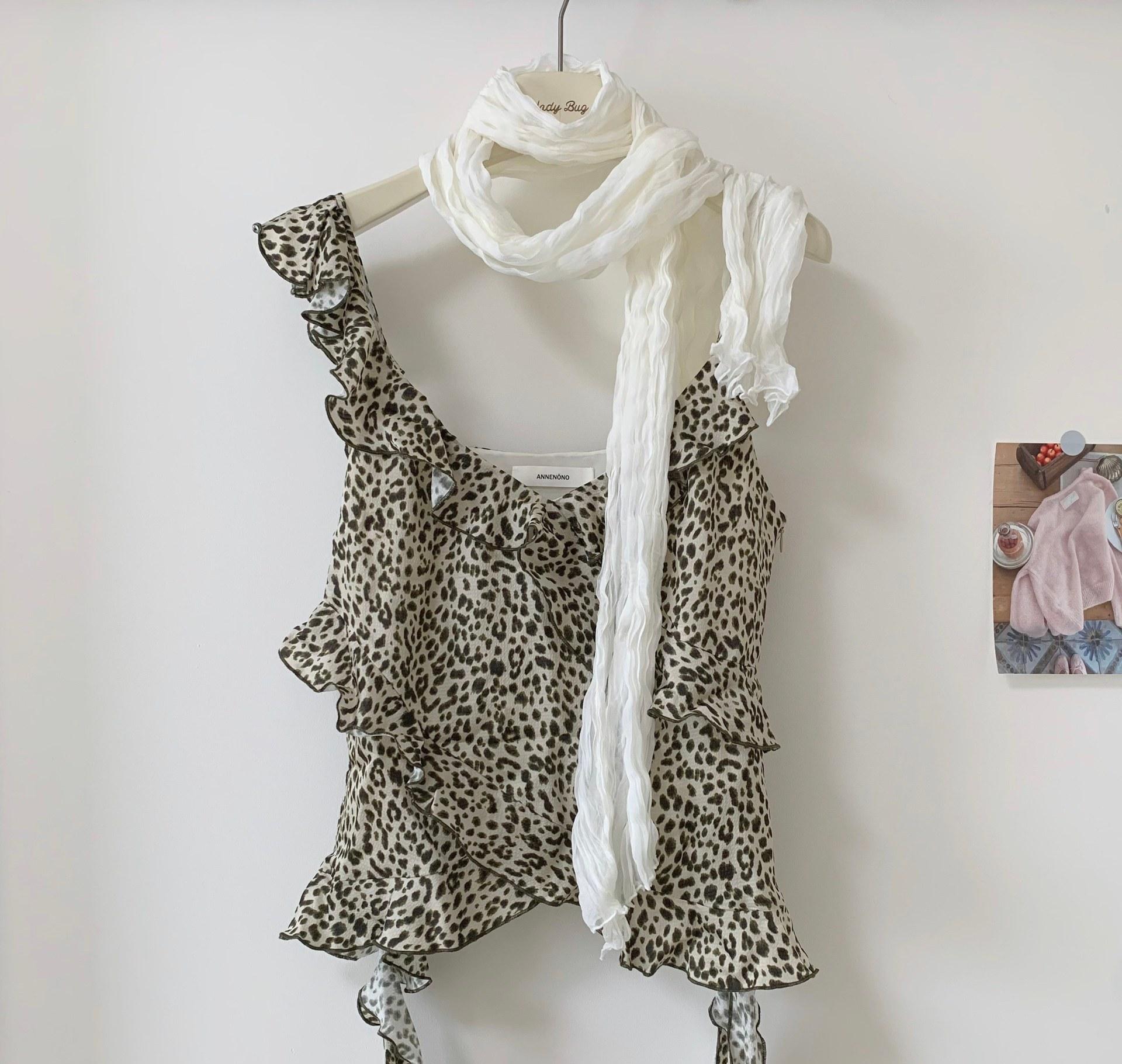 Korean gate purchasing new pleated shawl fashion trend spring and autumn style skin-friendly and comfortable streamer silk scarf scarf 30-184