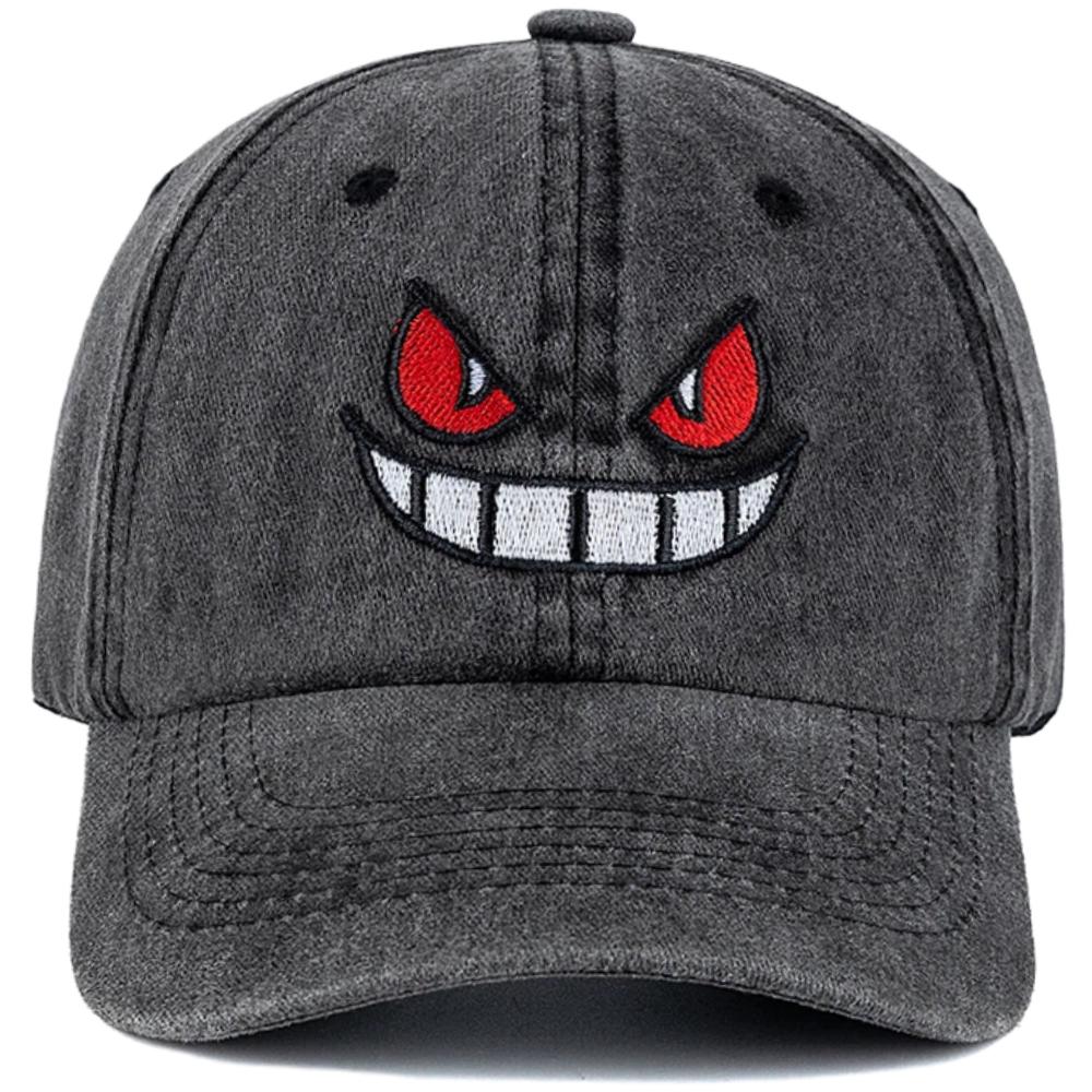 New Unisex Washed Cotton Cap Devil Embroidery Baseball Cap For Man Woman Casual Outdoor Dad Hat