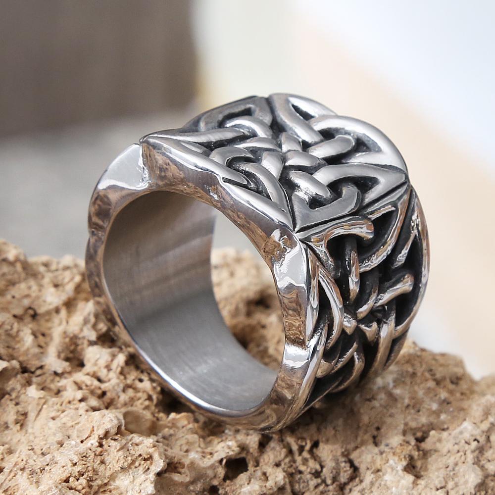 Anillos Nudo Celta de Metales Pesados para Hombres Niños Punk Vintage Acero Inoxidable Anillos Amuleto Moda Biker Joyería Regalos Venta al por Mayor