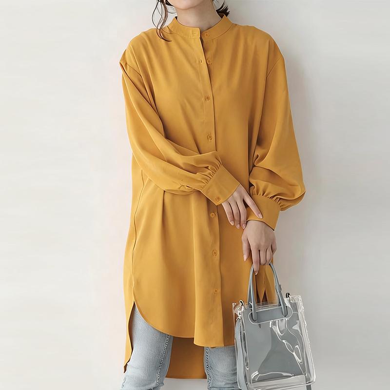 ZANZEA Women Loose Casual Round Neck Long Sleeve Solid Color Long Blouse