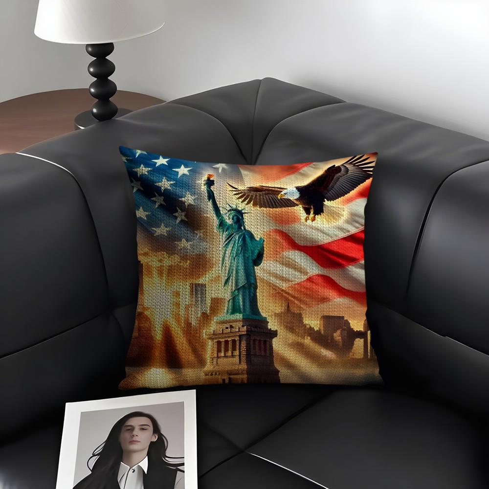 The USA Fashion Cushion Cover Natural Linen Organic Fabric DoubleSided Printing Sofa Home Decor Gift Pillow Case