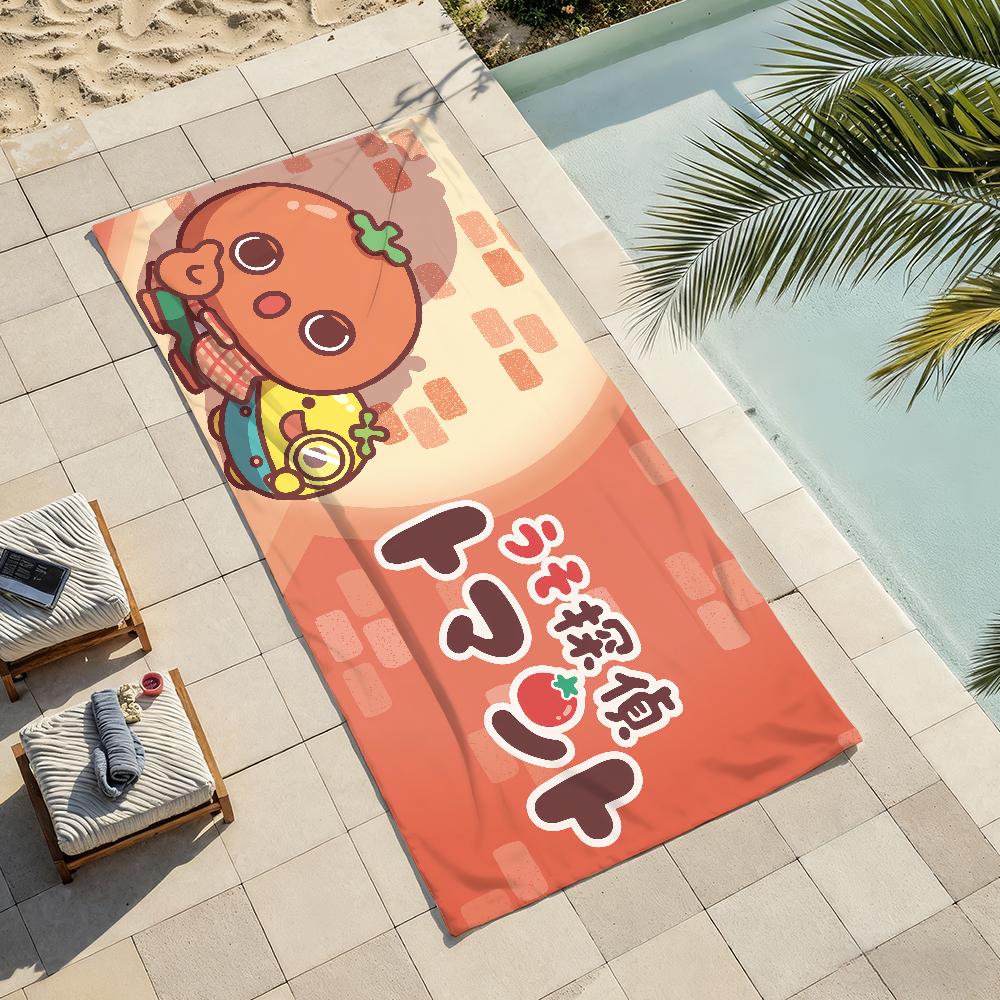 Cute U-Uso Tantei Tomato Cartoon Towel Shower Sauna Travel Spa Quick Dry Gym Accessories Soft Large Beach Towels
