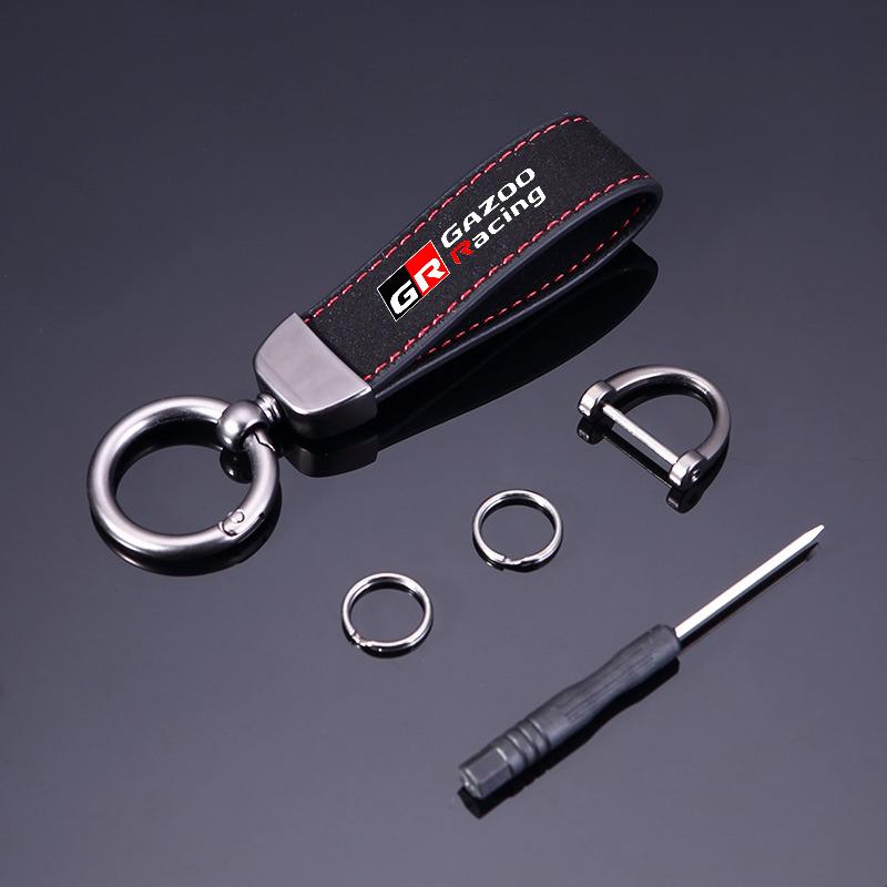 Leather Car Keychain Key Rings Pendant Gifts Holder For Toyota GR Sport Gazoo Racing Hilux Corolla Rav4 Yaris Prius Accessories