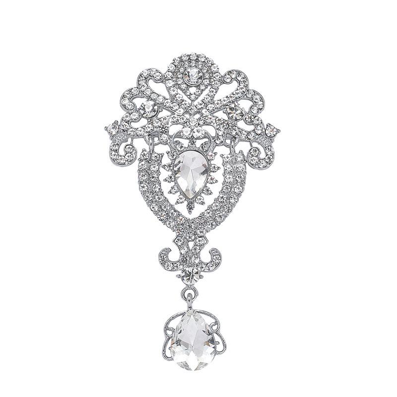 

Европейско-американская брошь-капля с полным бриллиантовым паве: Стильная корона со стразами и хрустальная брошь для мужчин и женщин серебряный