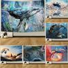 Psychedelic Ocean Whale Pattern Tapestry Home Decoration Hanging Cloth House Bedroom Living Room Wall Background Cloth