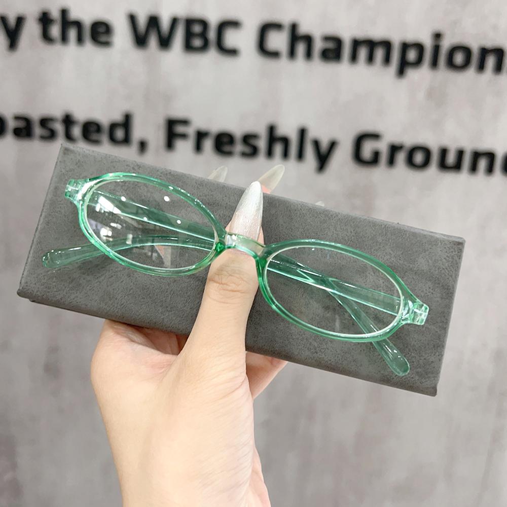 

1/2Pcs Vintage Oval Glasses Women Transparent Y2K Green Frame Glass Decorative Eyewear Girls Fashion Anti-blue Light Eyeglasses