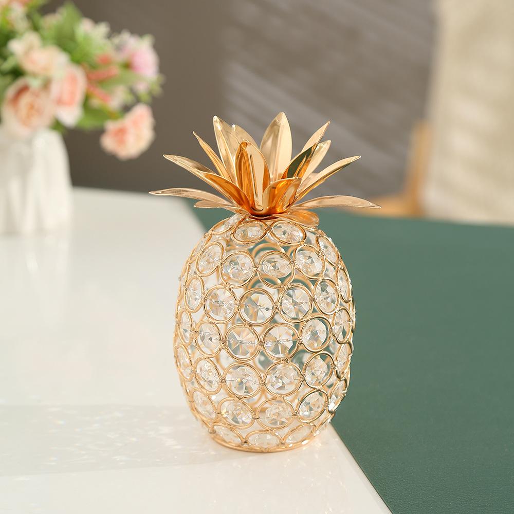 Adornos de Manzana de Cristal Creativos Miniaturas con Forma de Piña de Pedrería Brillante Manualidades de Pera de Nieve Decoración para el Hogar Accesorios de Fotografía