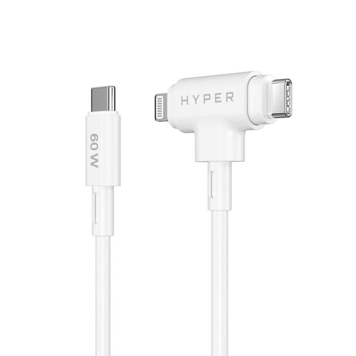 Hyper Cavo USB 2.0 1,5m USB-C a USB-C/Lightning Bianco Ricarica Rapida 60W MFi