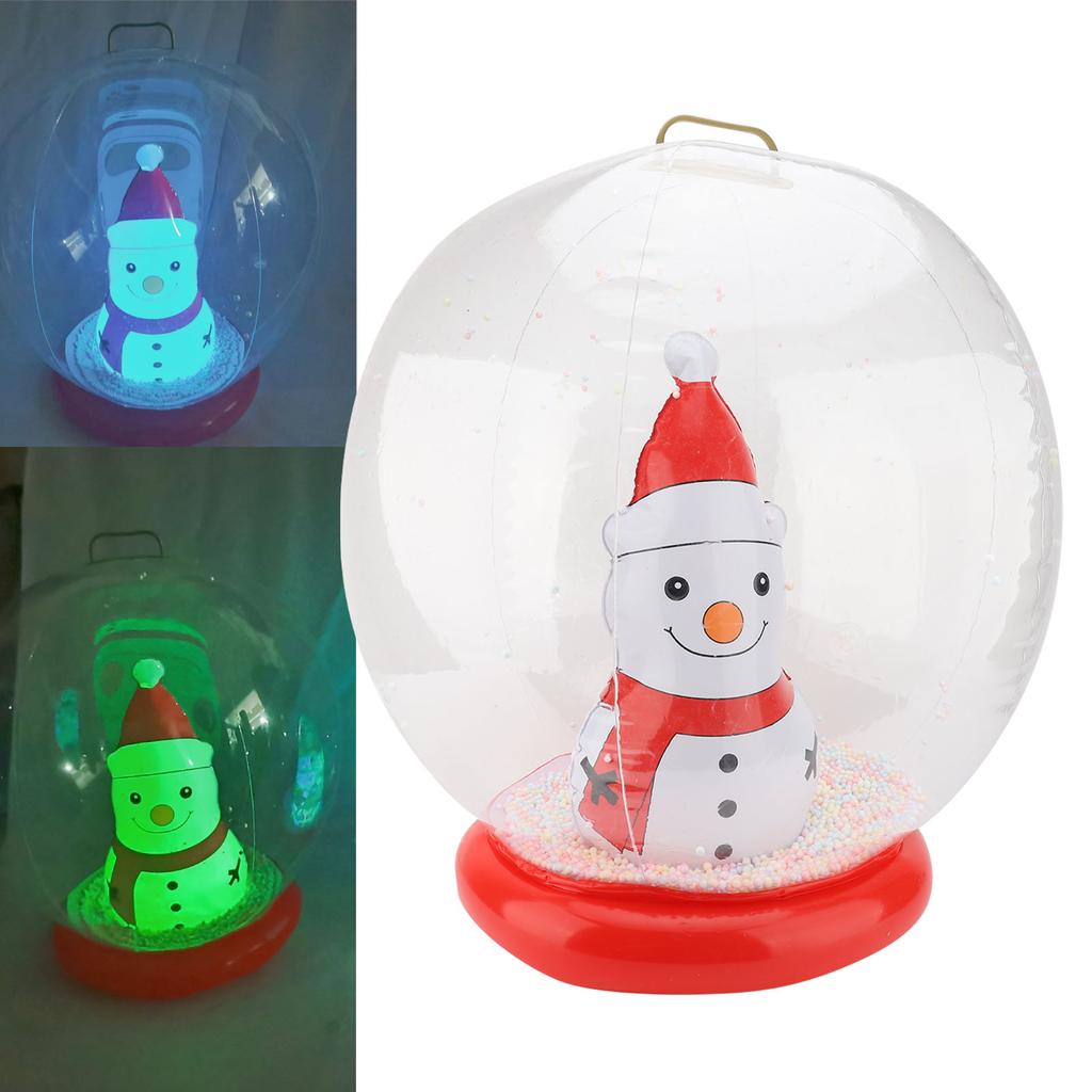 Weihnachten Aufblasbare Ornamentkugel 23,6 Zoll PVC LED Leuchtende Weihnachten Schneemänner Aufblasbare Kugel Außendekoration
