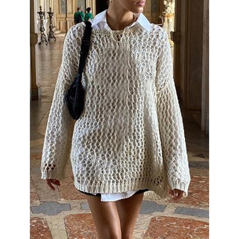 Pullover Streetwear Donna Vintage Casual Maglione in Maglia T-shirt Manica Lunga Y2K Top Smock Vuoti Maglioni Larghi T-shirt Moda