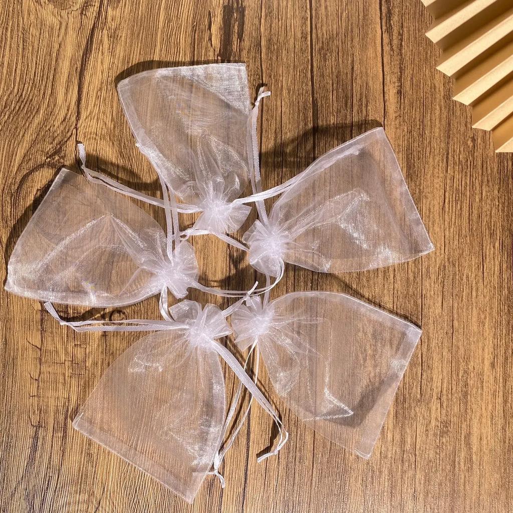 100 Farbige Transparente Garnbeutel Schmuck Süßigkeiten Geschenk Kosmetik Probeverpackungsbeutel Mehrere Größen Einfarbig Bündeltaschen