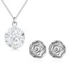Street Fashion   Copper Custom Rose Flower Pendant Stud Earrings Necklace for Women Wedding Party Jewelry Set Gifts