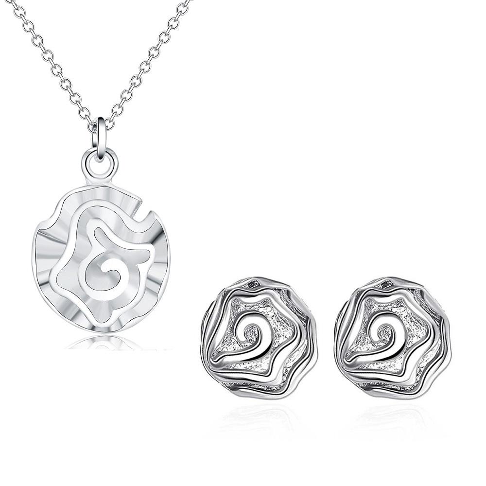 Street Fashion   Copper Custom Rose Flower Pendant Stud Earrings Necklace for Women Wedding Party Jewelry Set Gifts