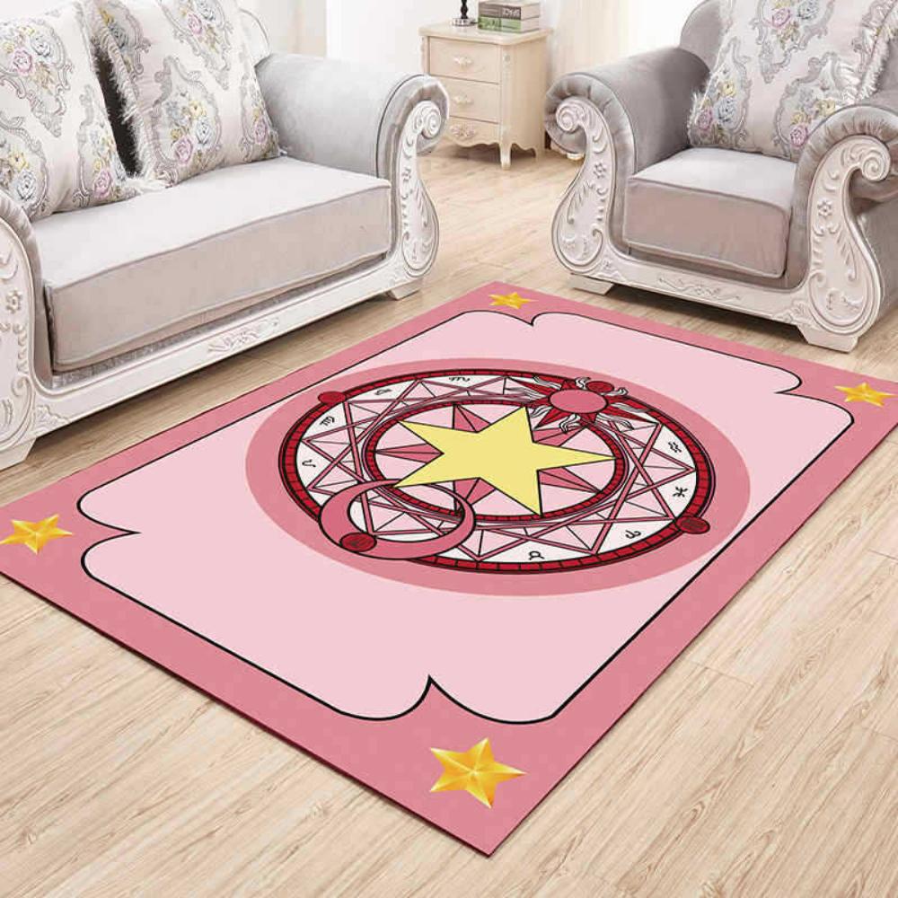 Cartoon Magic Card Carpet Rug for Living Room and Bedroom Decor Girl's Room Bedside Area   Soft Floor Mat Coffee Table Rug