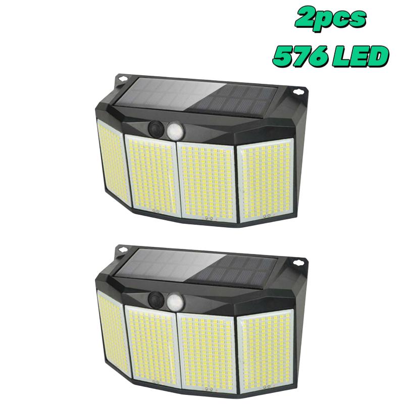 576 LED Solar Power Light Motion Sensor Outdoor Waterproof 3 Mode Security Spotlight for Outside Pathway Yard Garden Garage Lamp