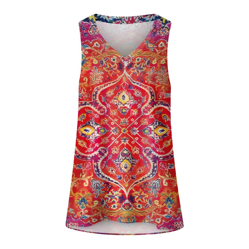 Plus Size Tank Tops For Women V Neck Sleeveless Shirt Printed Summer Sleeveless Tops Casual Tanks
